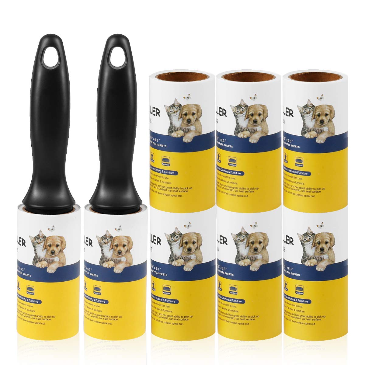 Lint Roller Pet Hair Remover - Sticky Lint Remover Rollers for Clothes Pet Hair Cat 8 Pack