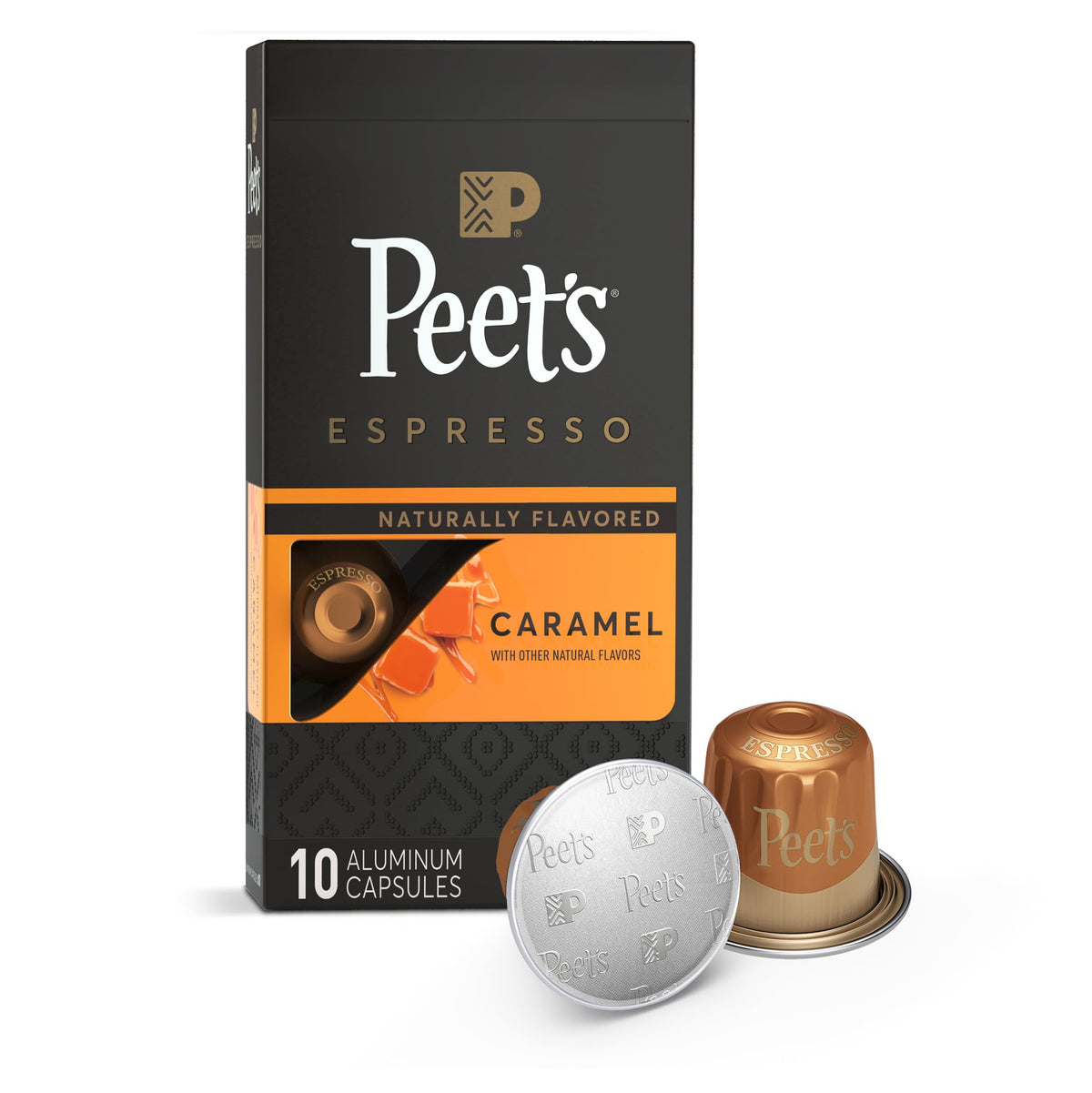 Peet's Coffee, Dark Roast Espresso Capsules Compatible with Nespresso Original Machine, Caramel 10 Count (1 Box of 10 Espresso Capsules)