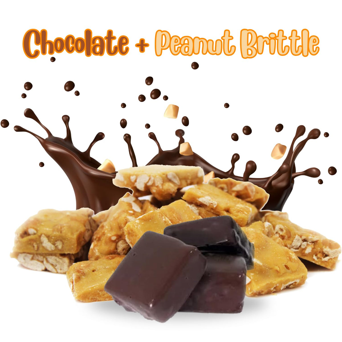Gourmet Dark Chocolate Covered Peanut Brittle Gift Box by Its Delish, 16 Oz (1 LB) | English Toffee Squares | Handmade Old-Fashioned Style