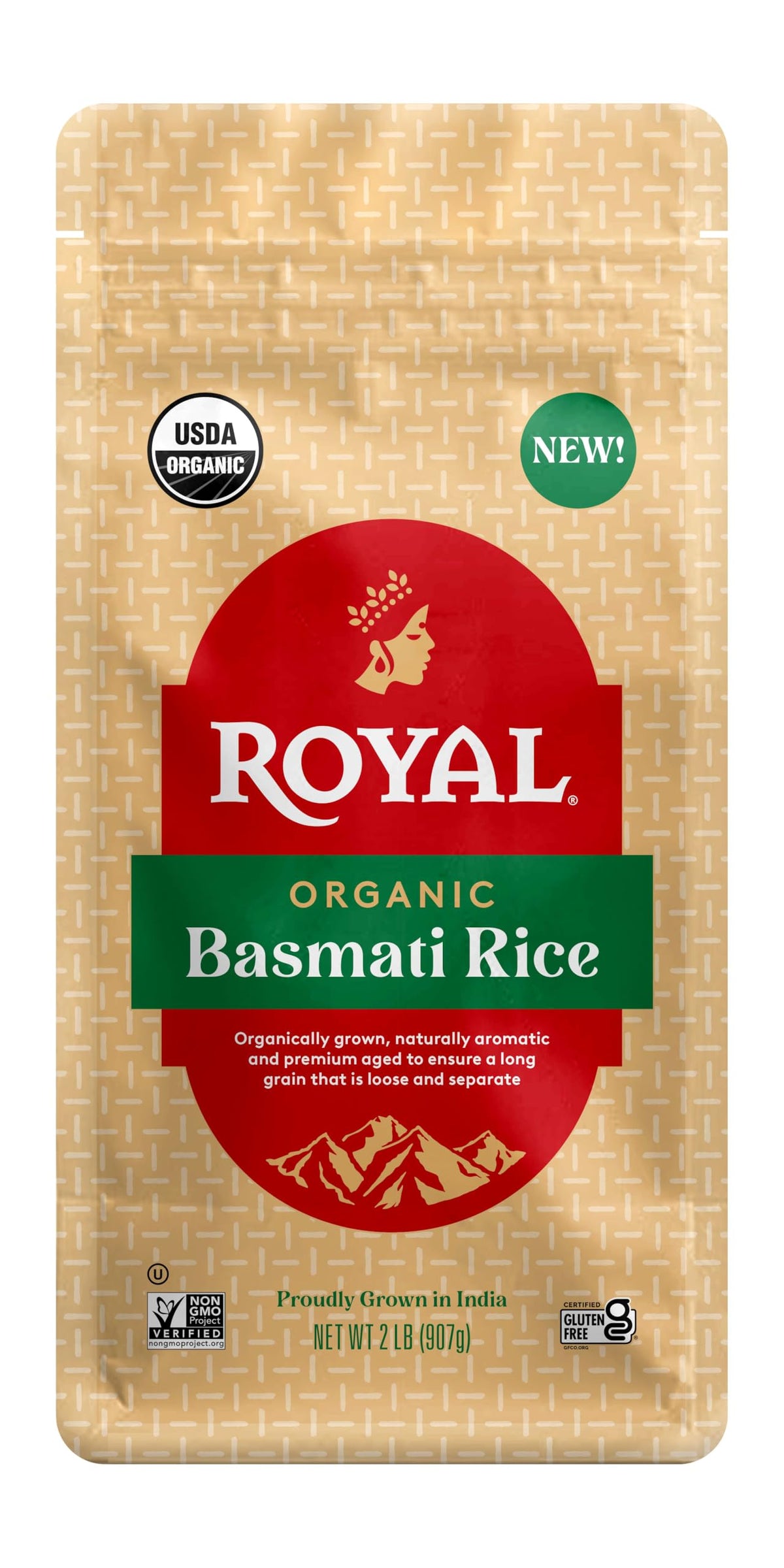 Royal Organic Basmati Rice - Long Grain White Rice - 2 lb Bag - Perfect for Biryanis, Pilafs & Curries - Cook on Stove Top