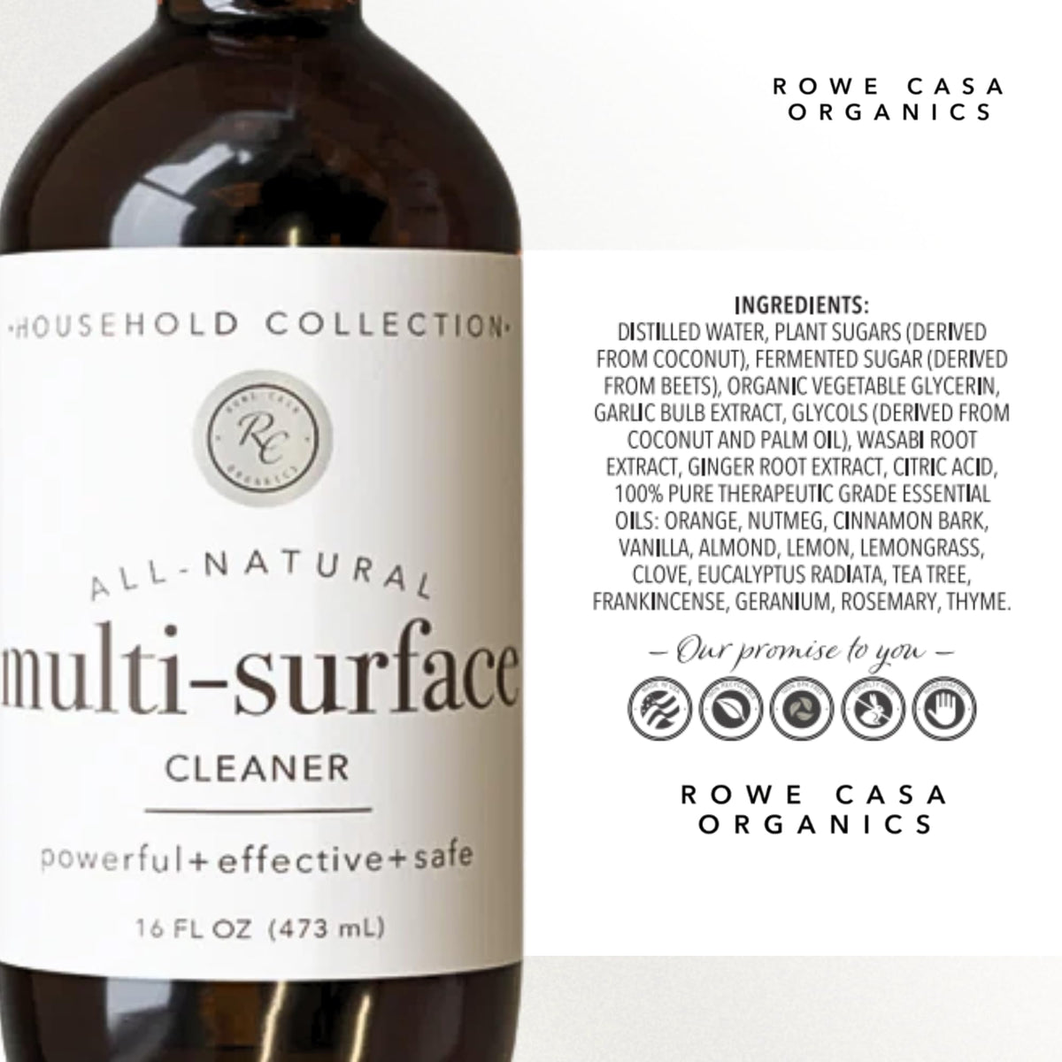Rowe Casa Organics Multi-Purpose Cleaner Spray - Powerful, Effective, & Safe All Purpose Cleaner with Therapeutic Grade Essential Oils - 16 Fl. Oz