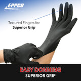 EPPCO Grease Bully 6-Mil Black Nitrile Gloves Disposable Powder Free, Latex Free Textured Superior Grip Glove for Mechanics, Auto-motive, Industrial