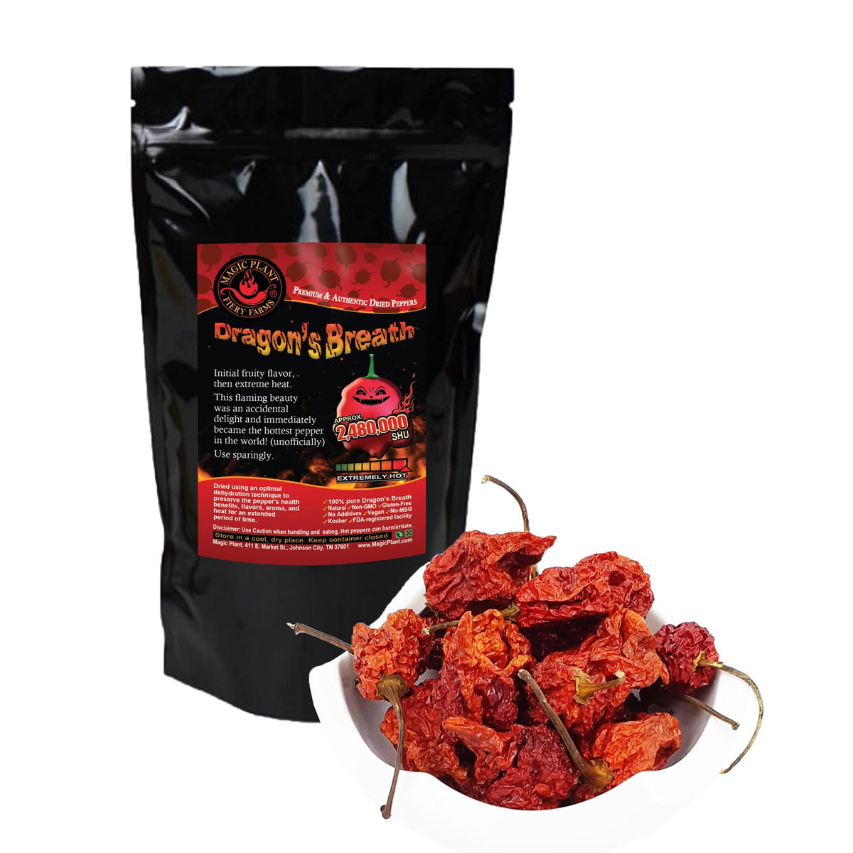 Magic Plant Dragon's Breath Pepper Powder - 1 Kg / 35 oz (Bulk) Intensely Hot Fine Ground Red Chili - 1.2M to 2M+ SHUs, No Additives