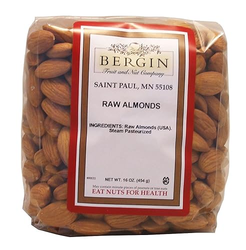 Bergin Nut Company Almonds, Raw Almonds, 16 Ounce Bag 2 Count