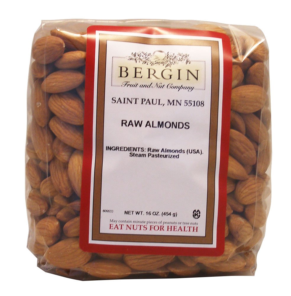 Bergin Nut Company Almonds, Raw Almonds, 16 Ounce Bag 2 Count