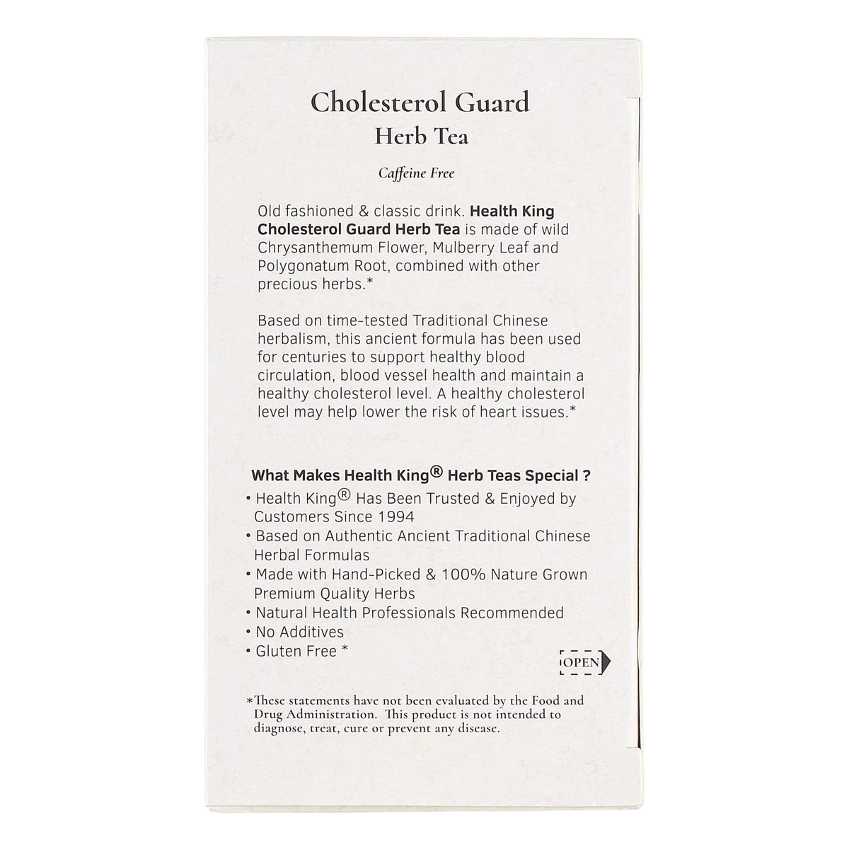 Health King Cholesterol Guard Herb Tea, Teabags, 20 Count Box