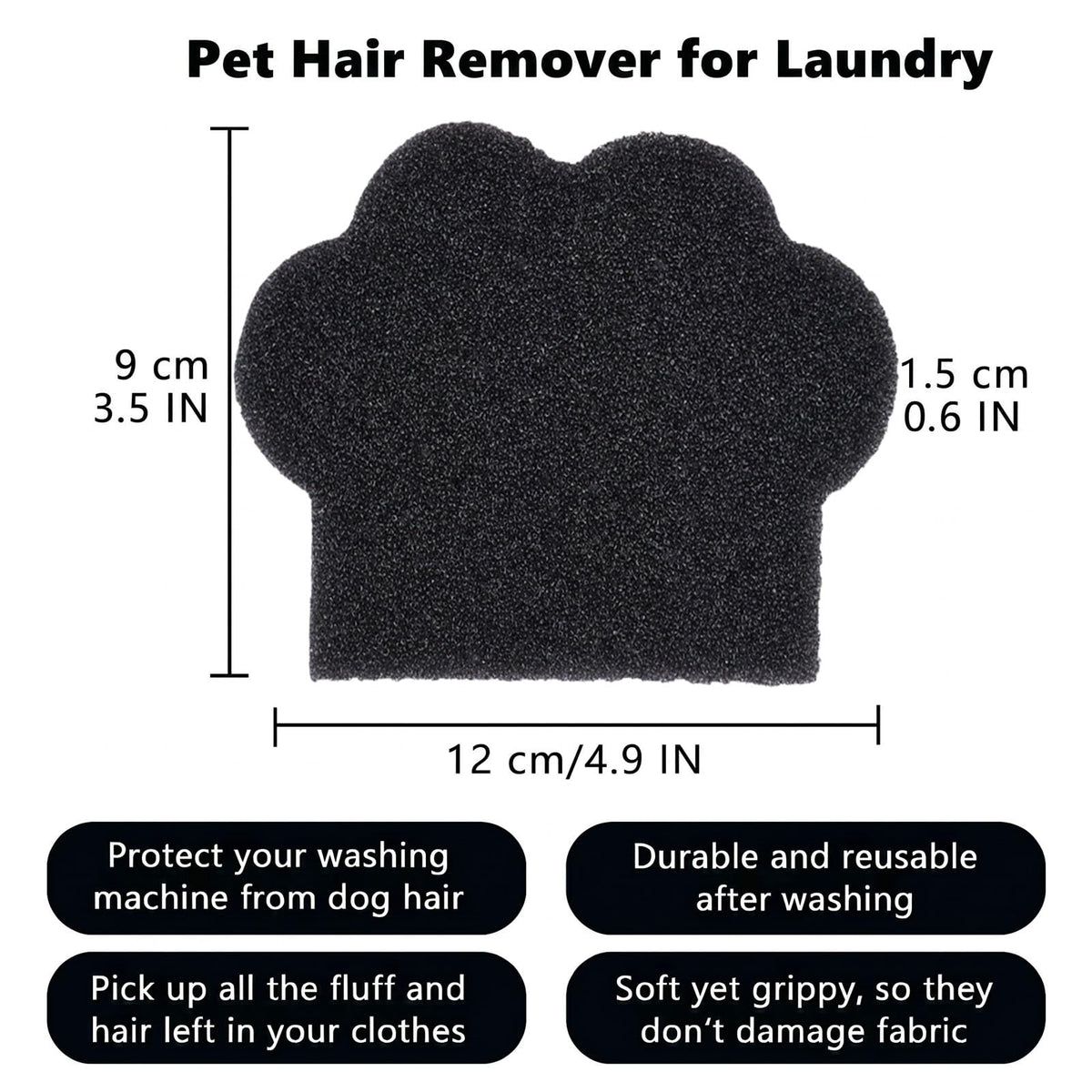 Pet Hair Remover for Laundry (12 Pack) - Reusable Dog & Cat Hair Catcher for Washer & Dryer, Collects Pet Hair, Lint, and Loose Fibers from Clothes