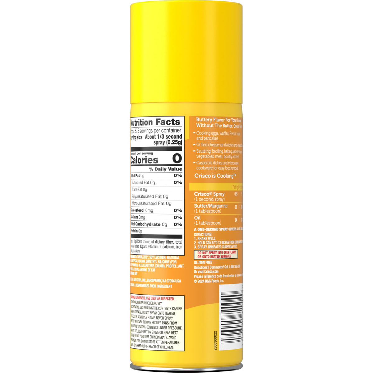 Crisco No-Stick Cooking Spray, Butter, 6 Ounce