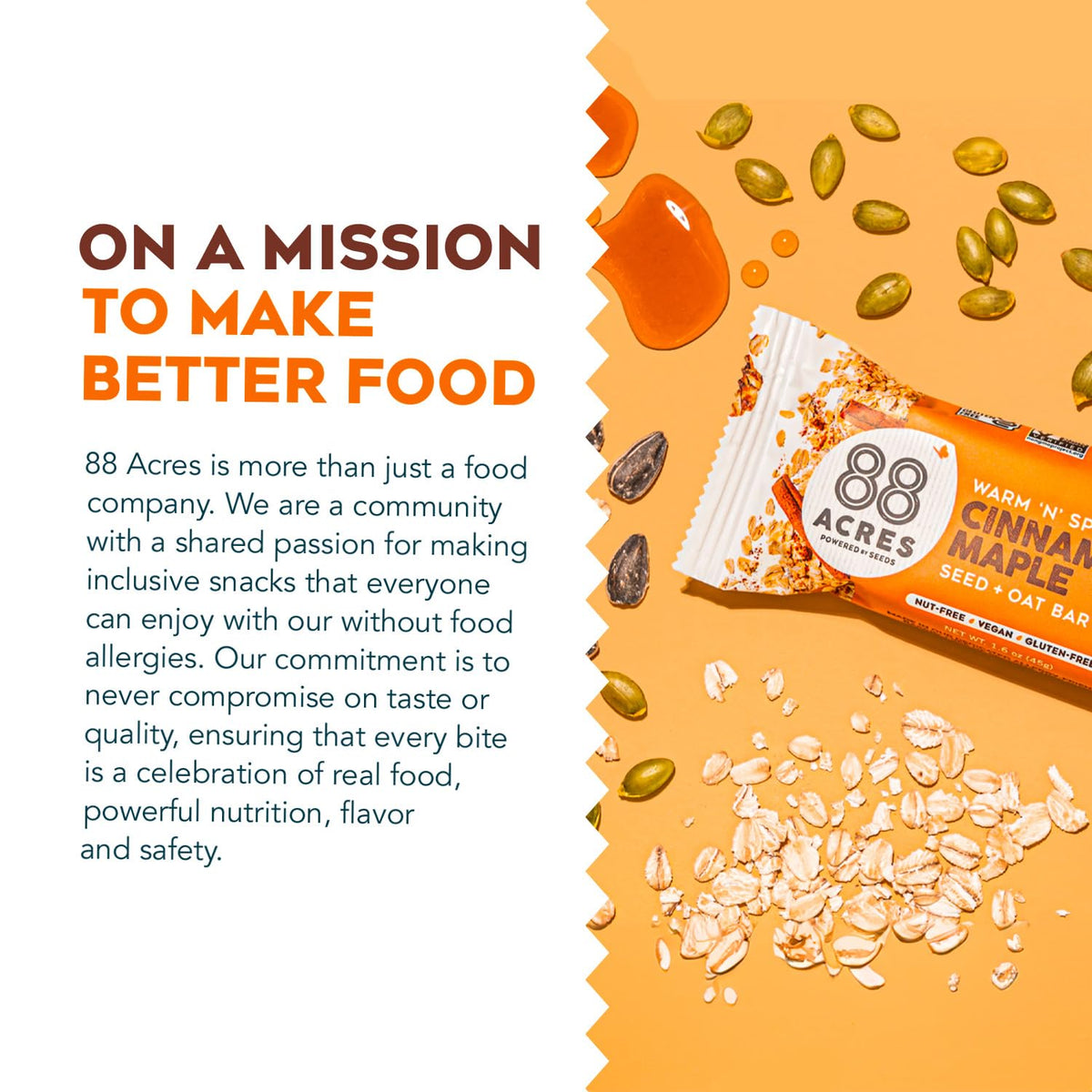 88 ACRES Cinnamon Maple Seed +Oat Granola Bar 9 Count 1.6oz