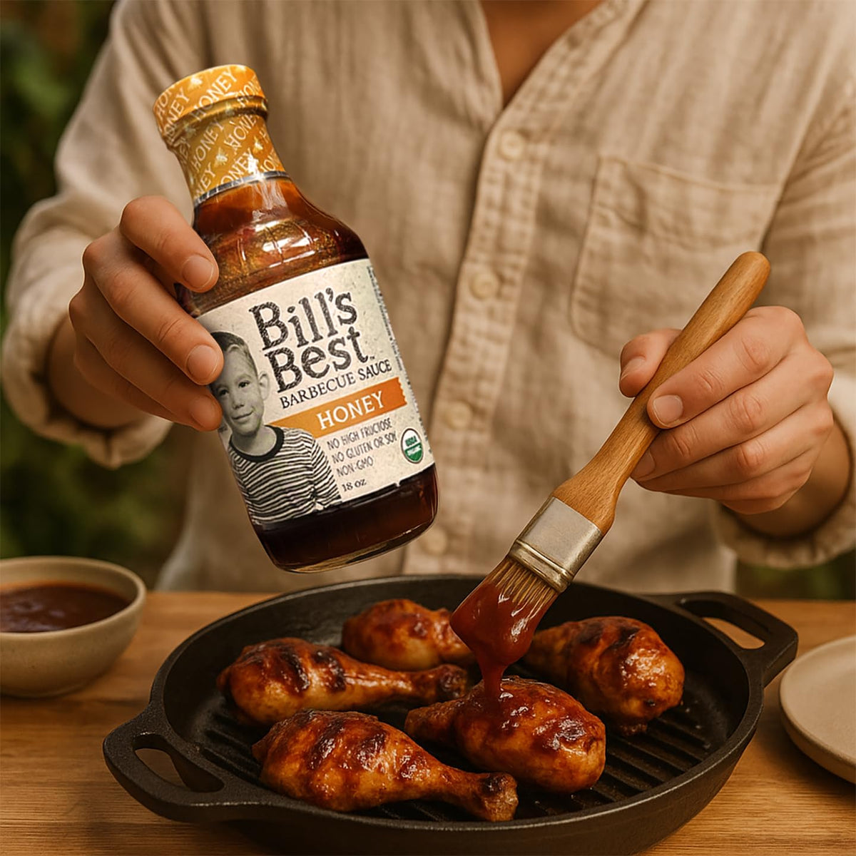 Bill's Best Honey BBQ Sauce 3 Pack, Premium Organic Recipes, Sweet & Citrus, Gluten Free, 18 ounce