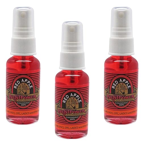 BluntPower Oil Based Concentrated Air Freshener and Oil for Diffuser - 3 Pack of Red Apple (1.5 Ounce Each)