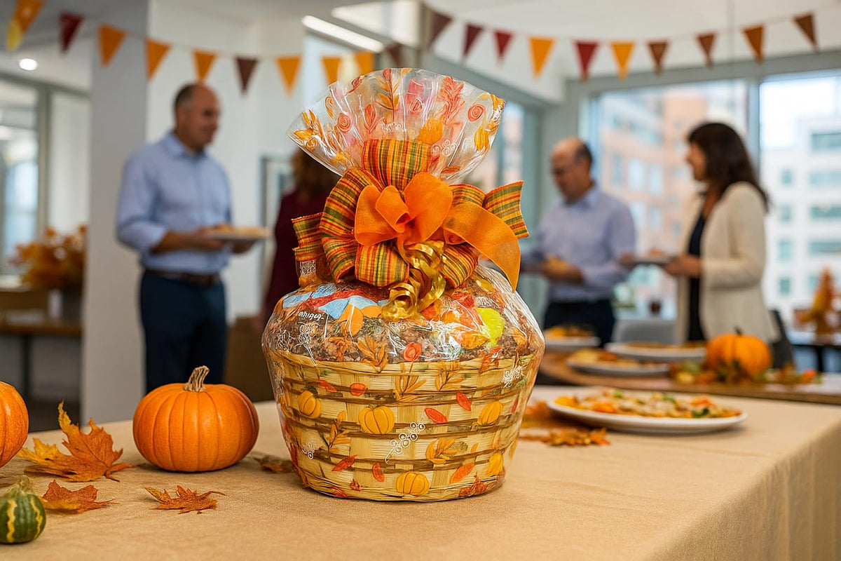 Thanksgiving Gift Basket Hand Crafted with Chocolates, Cookies, Snacks & Candy. Perfect for Hostess, Family, Employee or Client Gift (Standard)