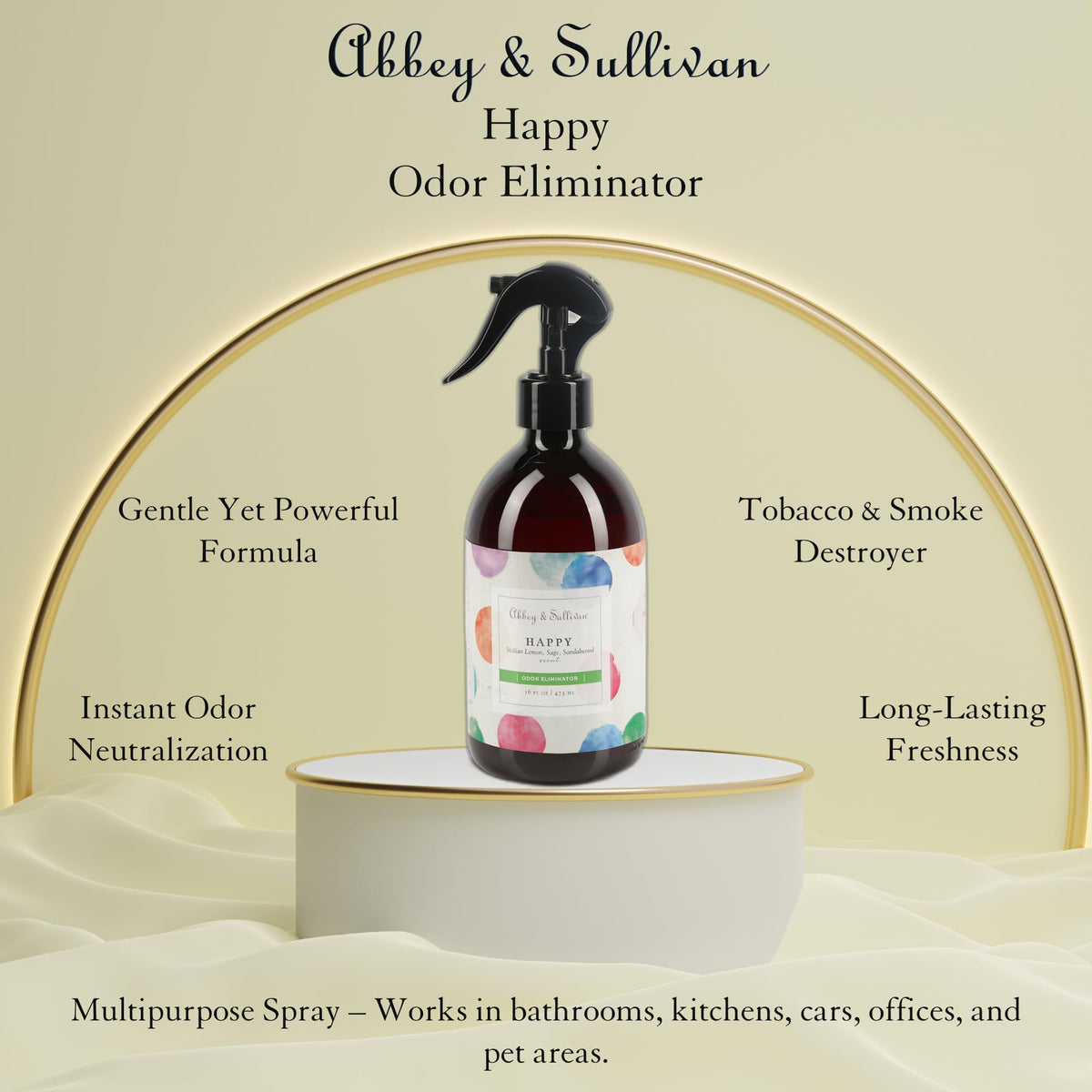 Abbey & Sullivan Odor Eliminator, Happy, 16 oz