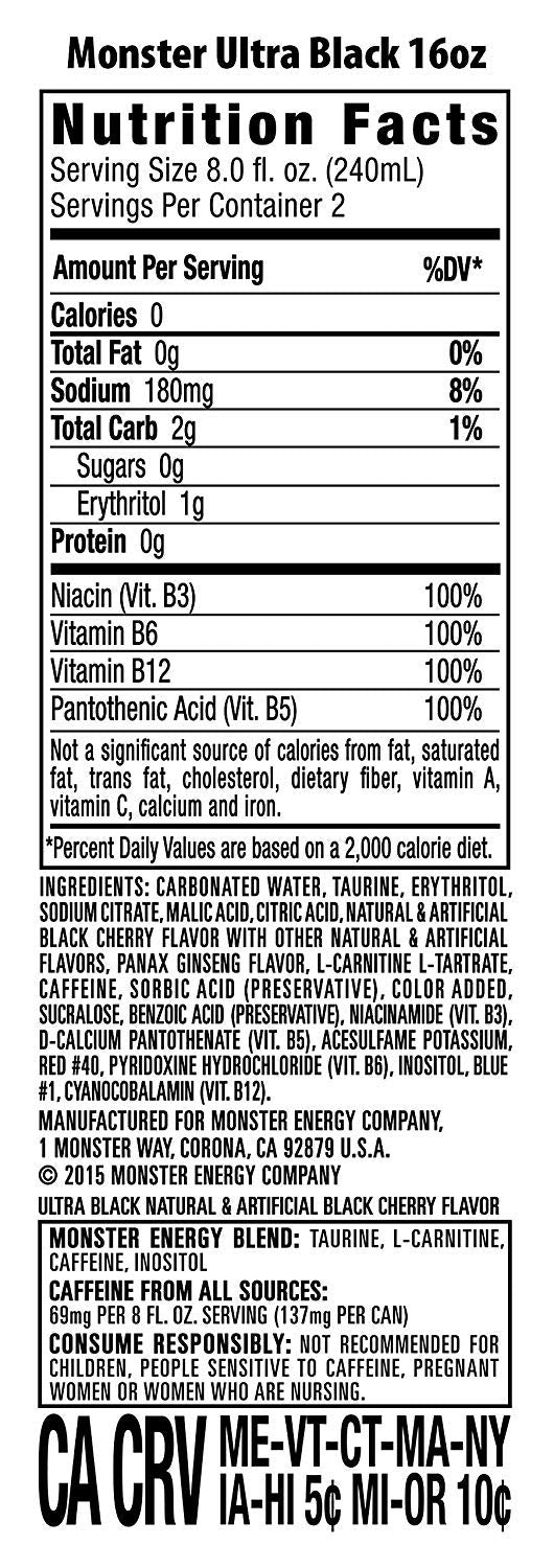 Monster Energy Ultra Zero Sugar Energy Drinks 16 ounce cans (Variety Pack 1, 6 Cans)
