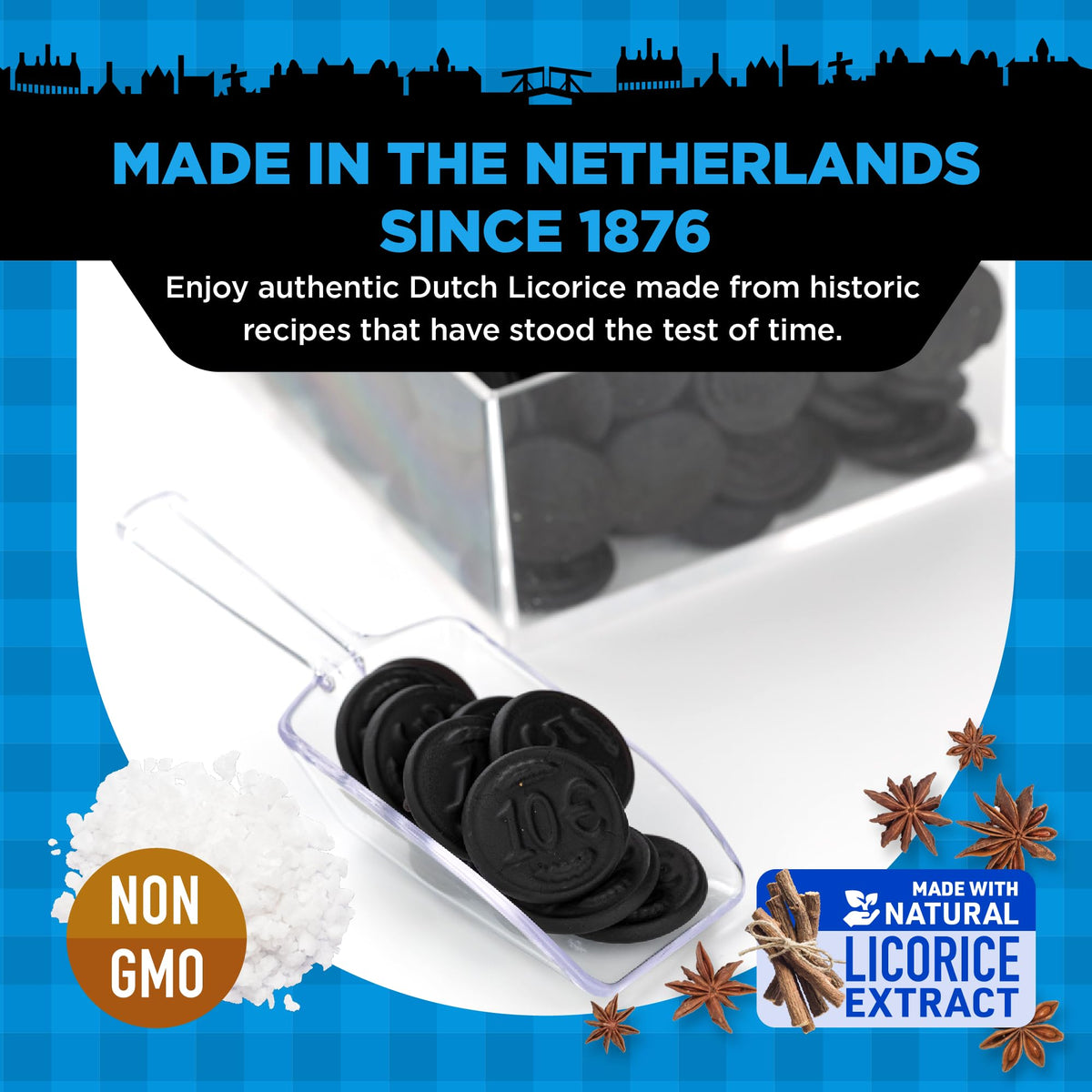 Gustaf's Salted Dutch Licorice Coins - 5.2oz Bag - Salted Black Licorice Coins - Dutch Candy from Netherlands - Salty Black Liquorice Treats