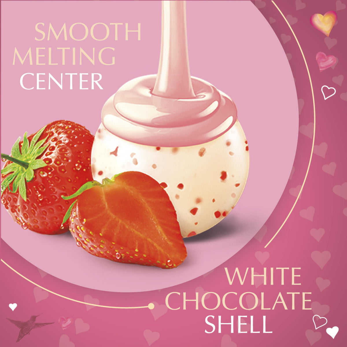 Lindt LINDOR Strawberries and Cream White Chocolate Candy Truffles Friend Heart, Valentine's Day White Chocolate with Strawberries and Cream White
