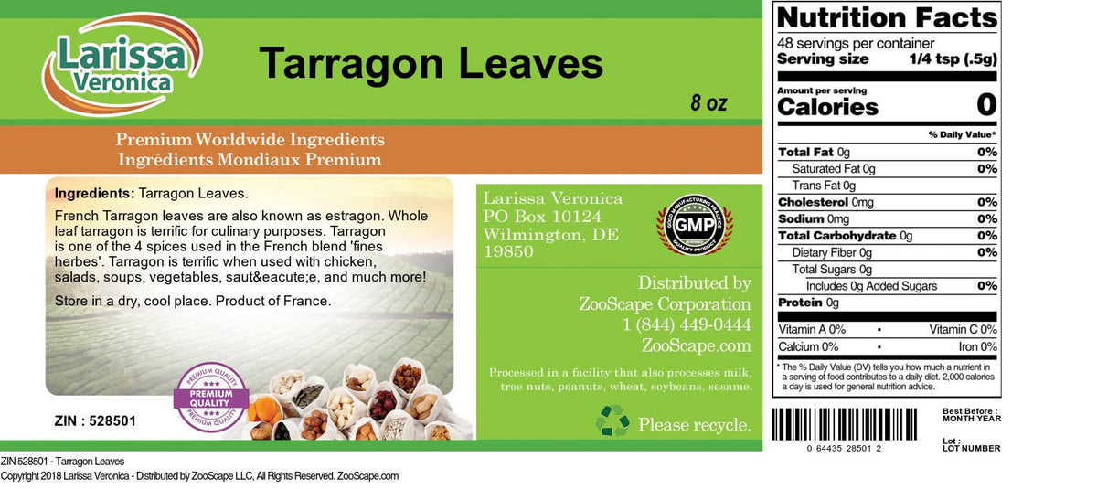 Tarragon Leaves (8 oz, ZIN: 528501) - 2 Pack
