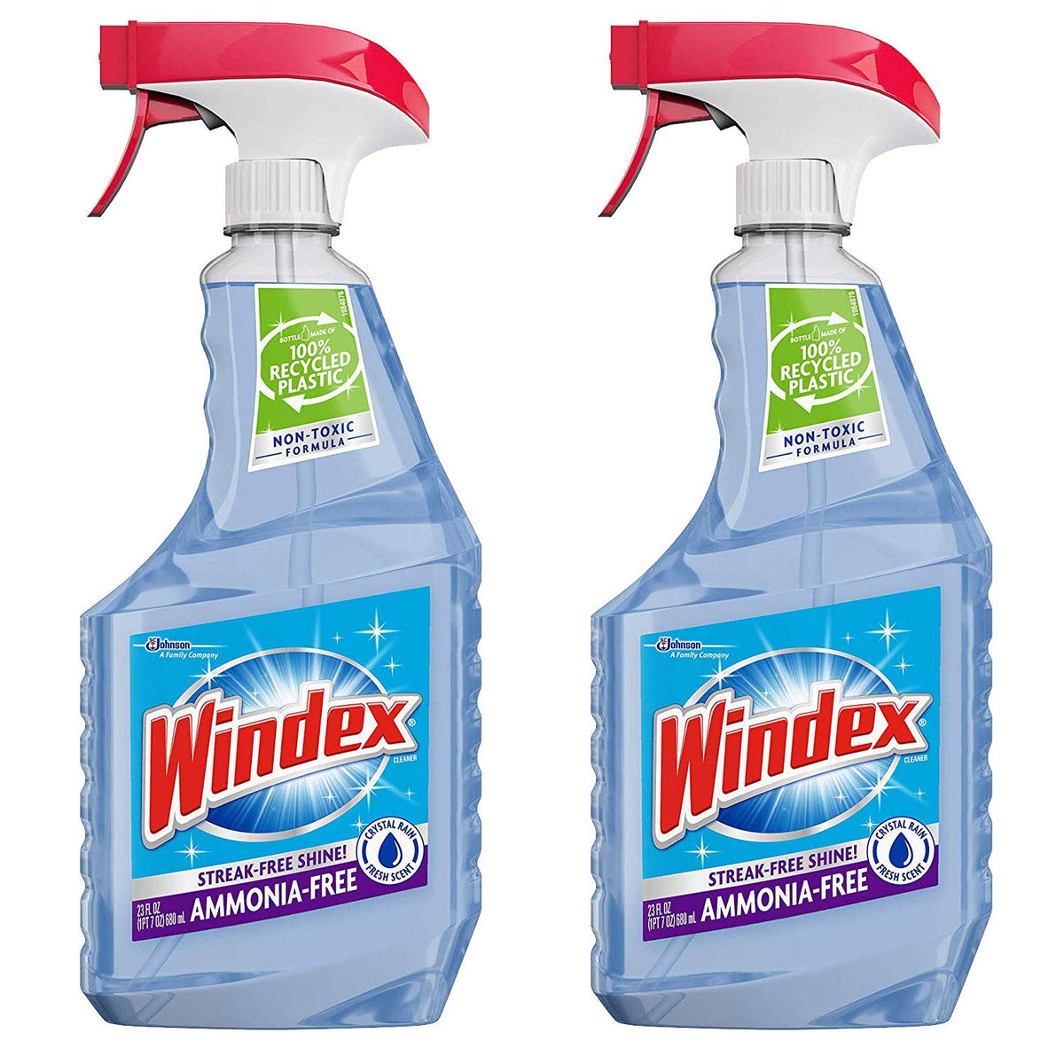 Windex Cleaners, Blue, 26 fl. oz. 2 Count (Crystal RAIN)