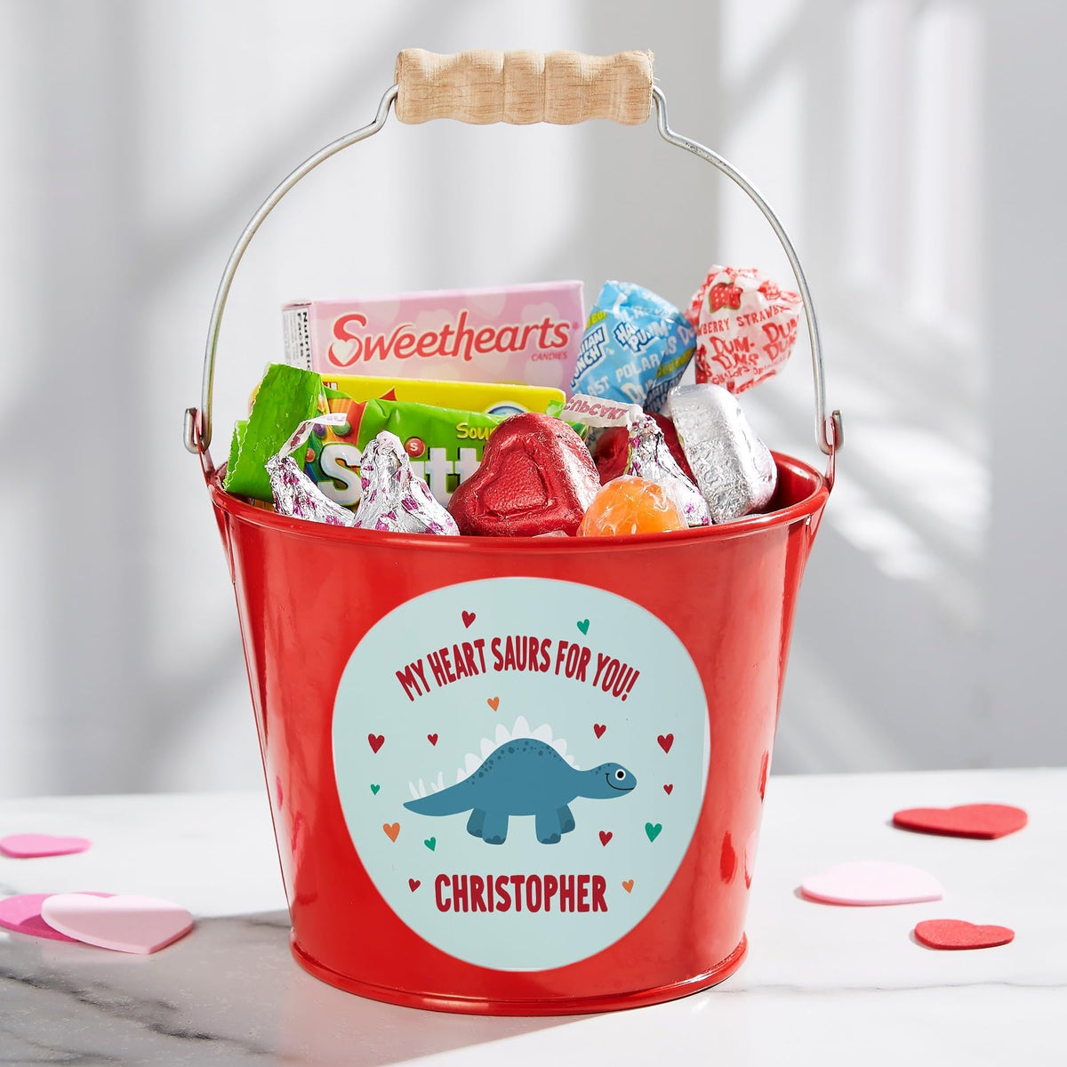 Personalization Universe Dino-Mite Personalized Mini Red Treat Bucket