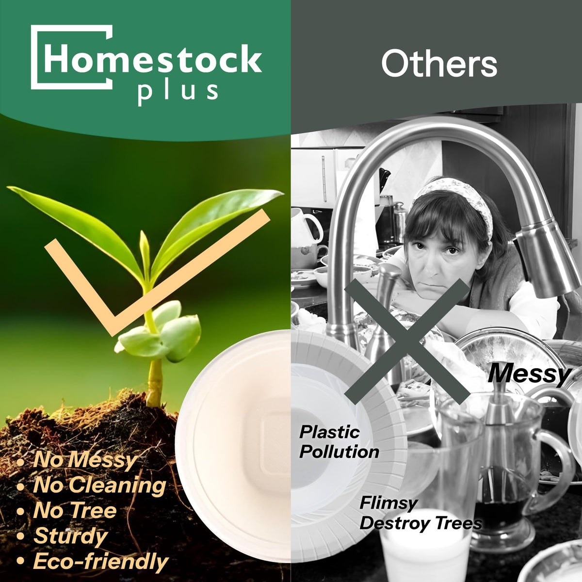 Homestockplus Disposable Bowls 16 Oz [50 Pack] - Heavy Duty Paper Bowls, Sugarcane Fiber Compostable Bowls for Ice Cream, Snacks, Desserts, Microwave