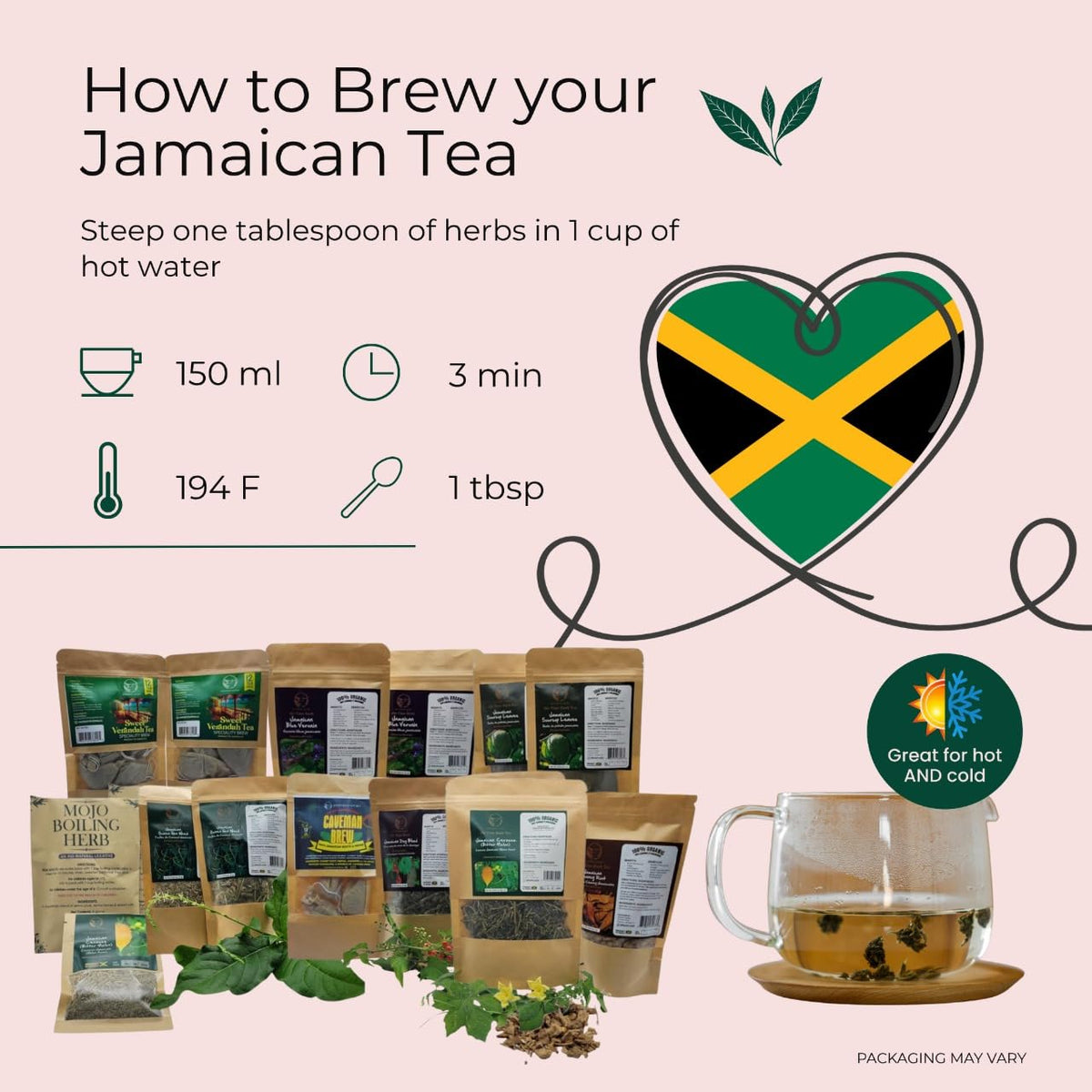 Organic Jamaican Soursop Leaf Tea - 2 Pack (2 x 1oz) - Handpicked Graviola Leaves - Bushtea-Dried Tea Leaves - 100% Natural Dried Soursop from Jamaica