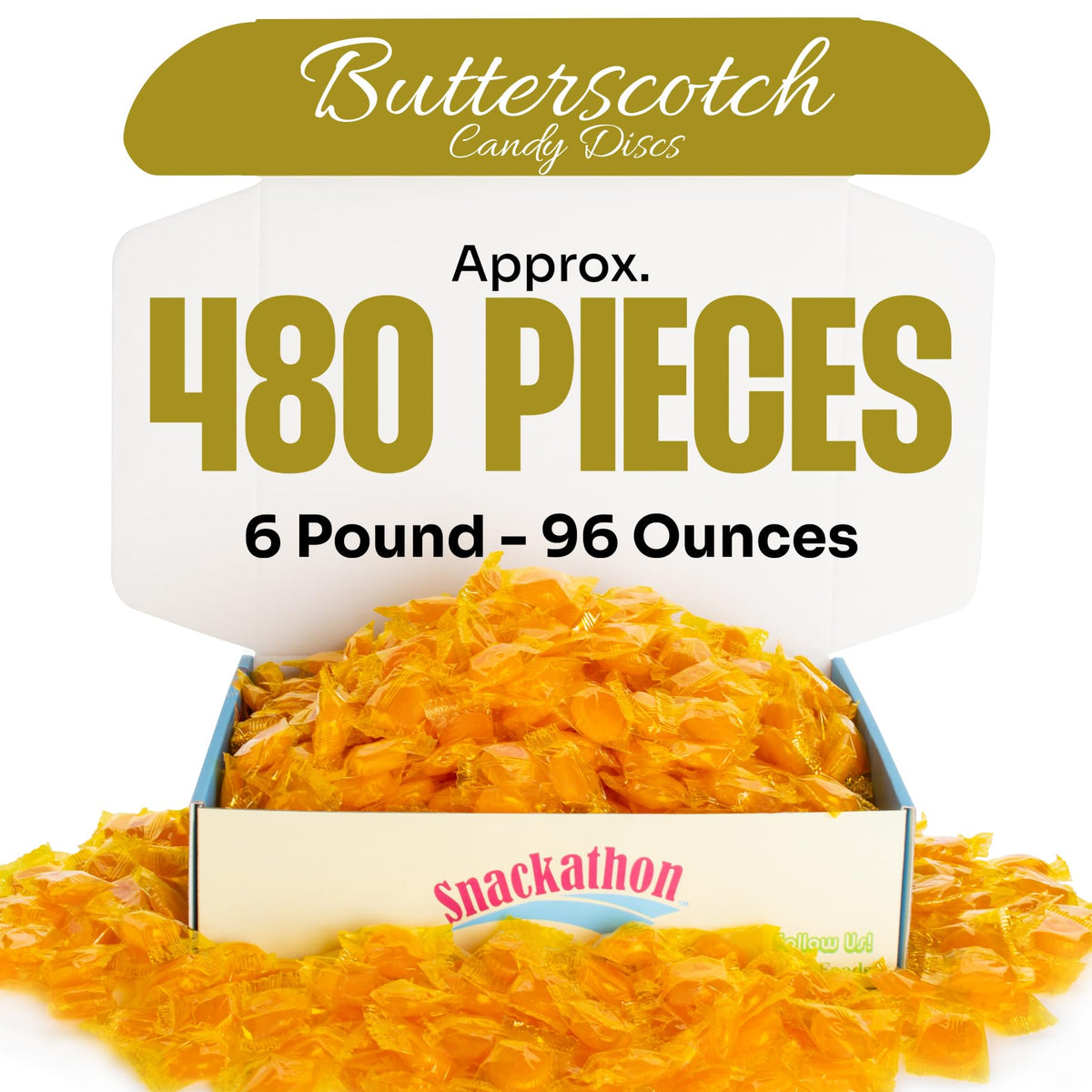 Snackathon Individually Wrapped Bulk Hard Candy Discs (6 Pound, Butterscotch)