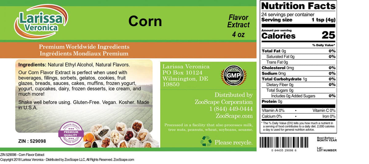 Corn Flavor Extract (4 oz, ZIN: 529098)