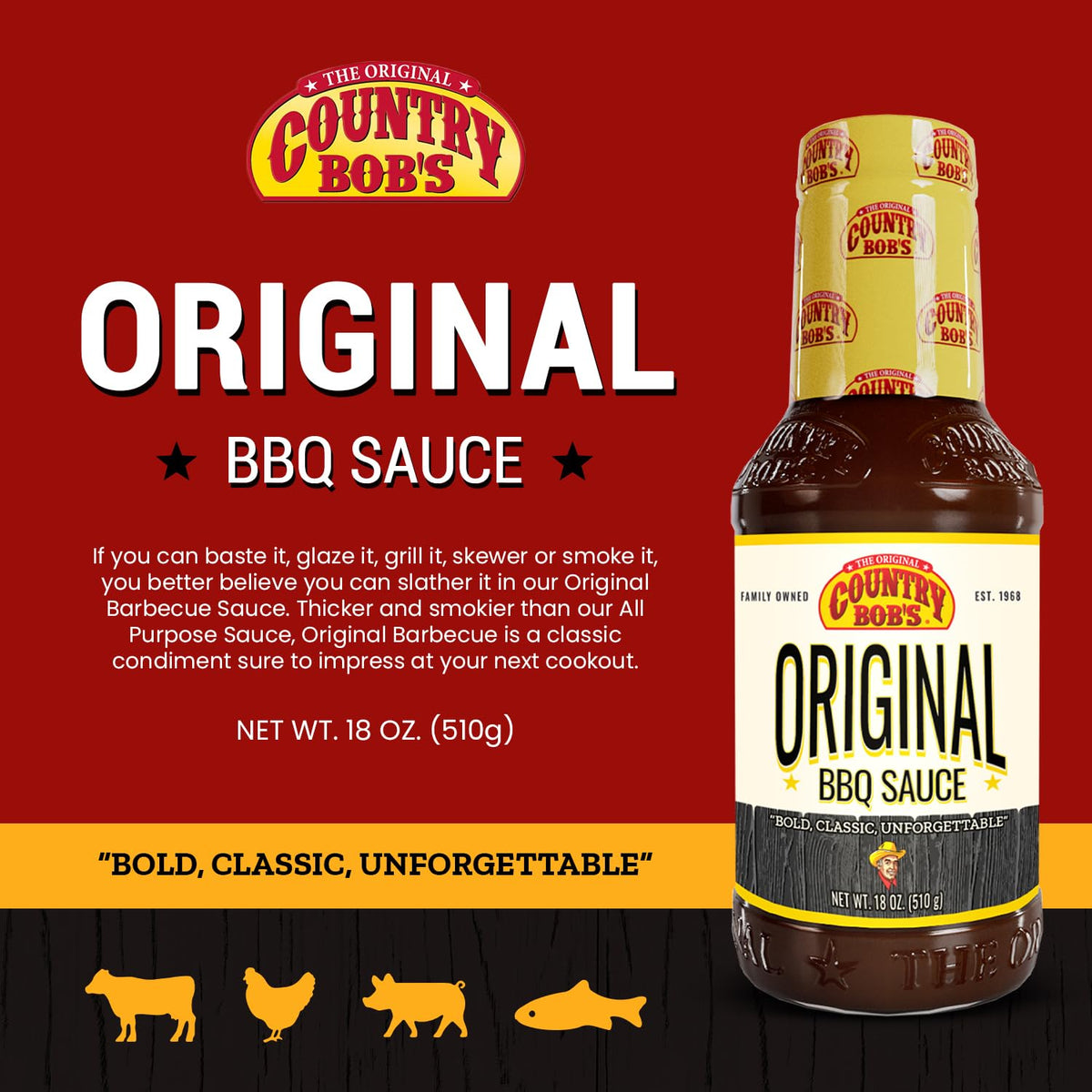 Country Bob's - Original Barbecue Sauce - 18 oz (Pack of 2)