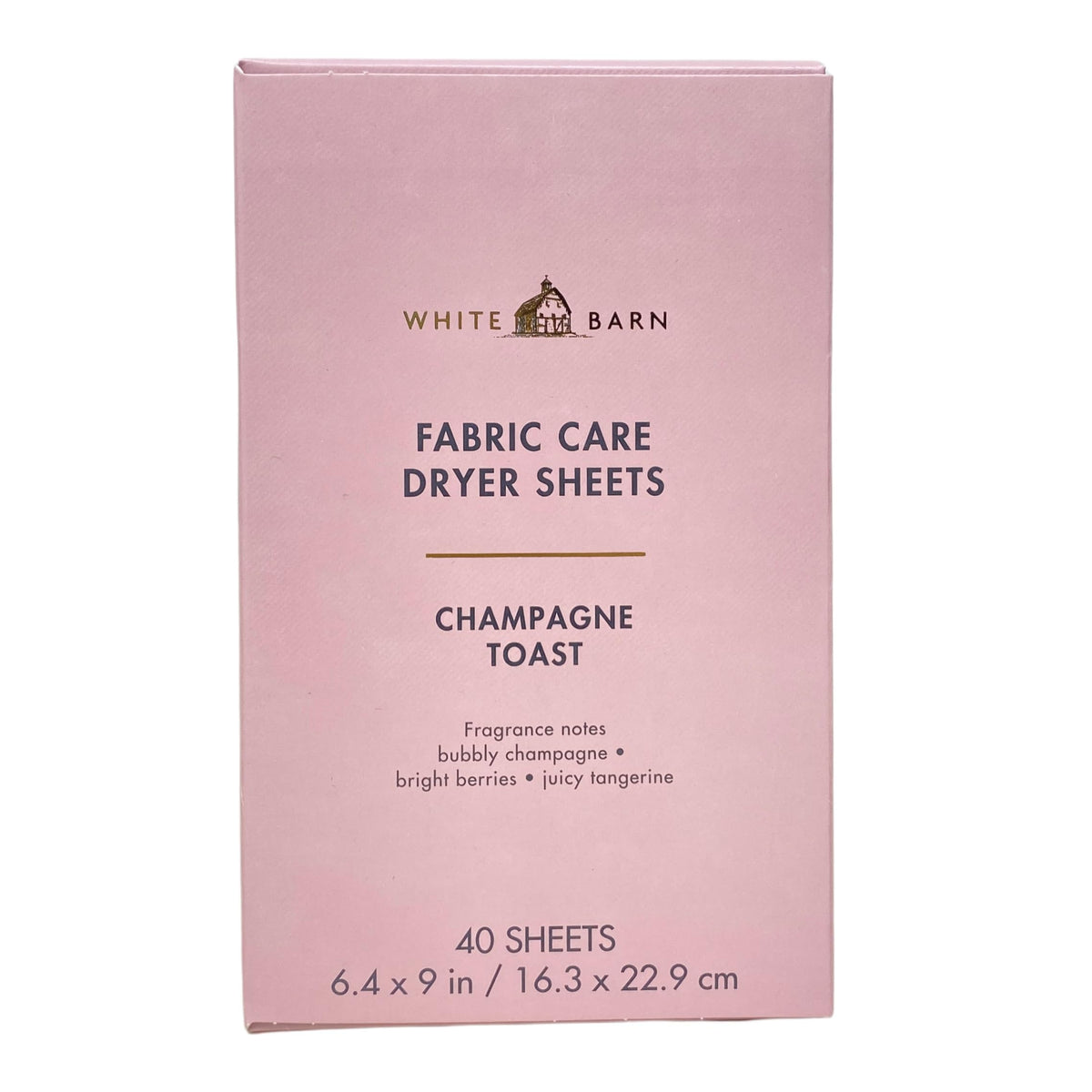 Bath & Body Works Champagne Toast Fabric Care Dryer Sheets - Box of 40 sheets - with a Peach Gardenia Sample Soap
