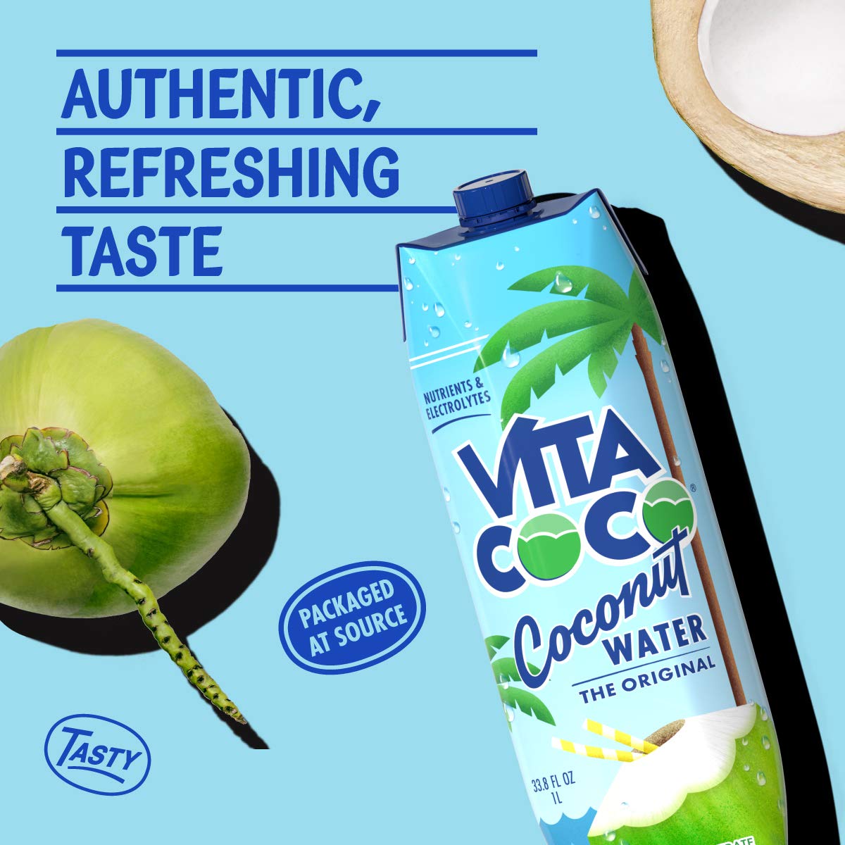 Vita Coco Coconut Water, Pure, 33.8 Fl Oz