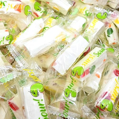 Candy Retailer Sour Jujube Nougat Candy, Individually Wrapped, Sweet and Tangy (1 Pound, Sour)