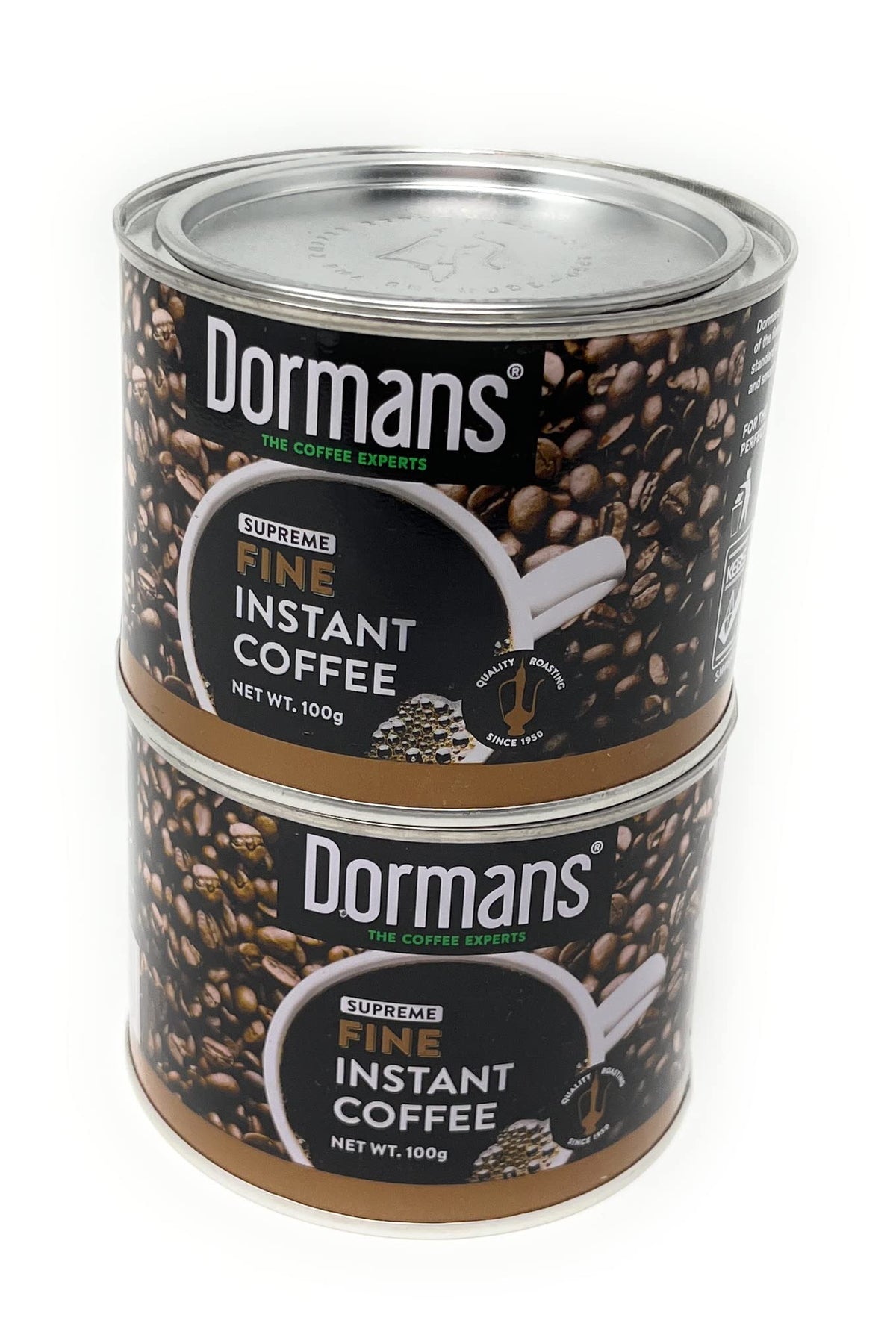 Fine Supreme Instant Coffee, Dormans The Coffee Experts, Two Cans, Each 100g (3.52 oz)