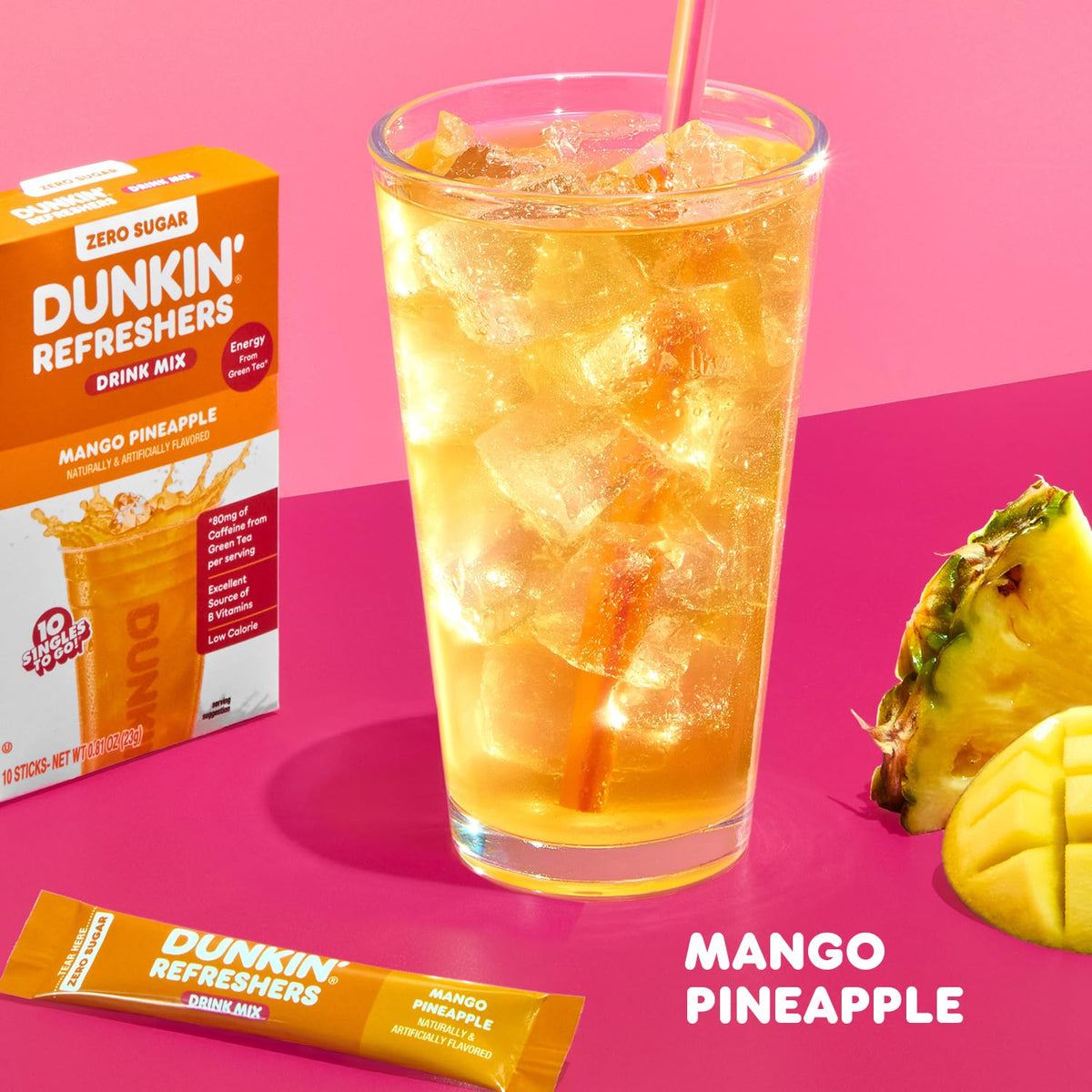 Singles To Go! Dunkin' Refreshers, Mango Pineapple, 10 Count