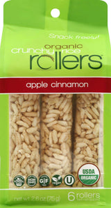 CRUNCHY ROLLERS Organic Apple Cinnamon Rice Rollers 6 Count, 2.6 OZ