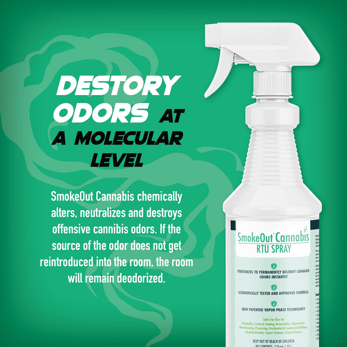 SmokeOut - Commercial Strength Cannabis Odor Eliminator - Neutralizer, Deodorizer, Odor Remover (32 ounce)