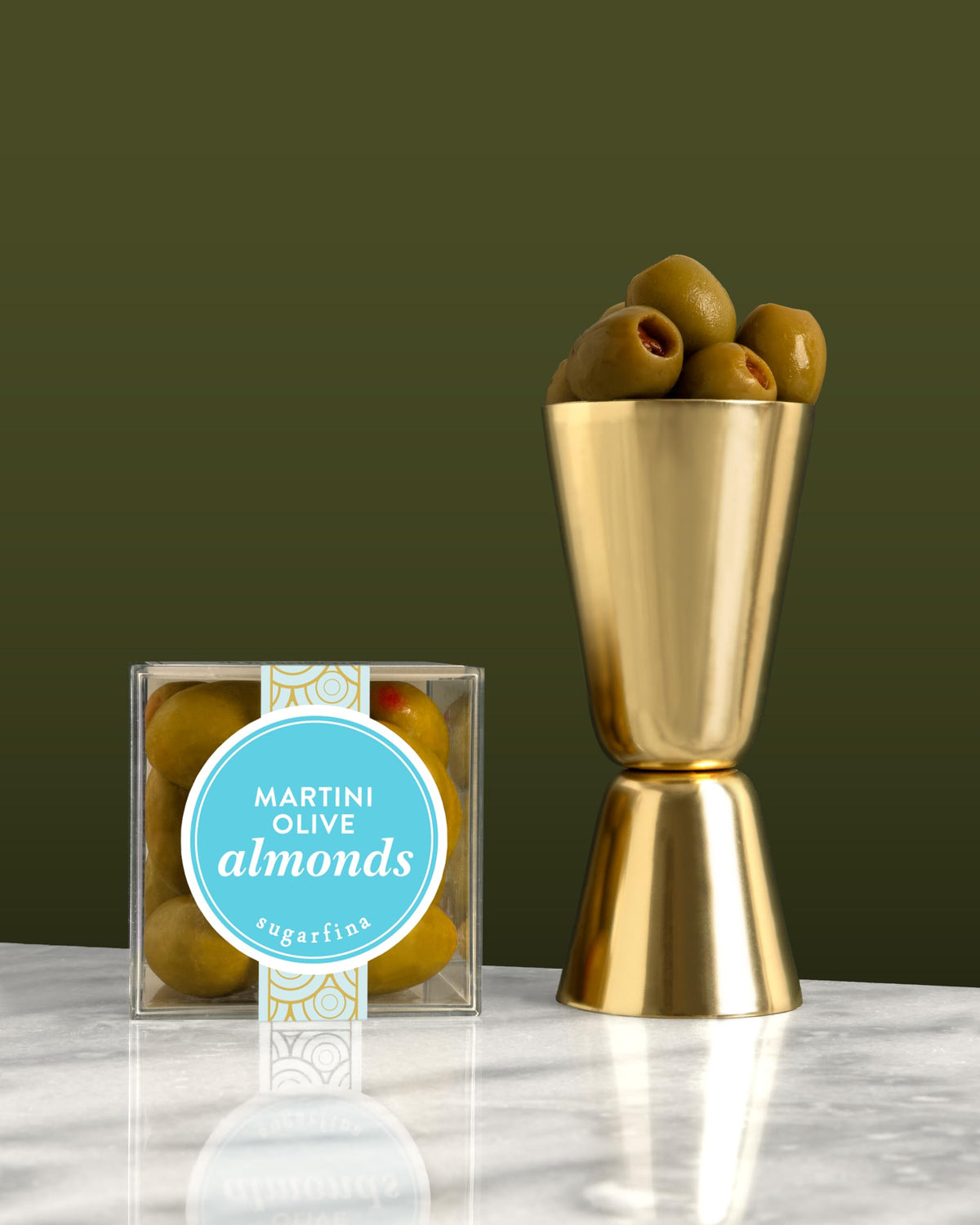 Sugarfina Martini Olive Almonds Small Candy Cube, 2.5 oz, 4 Count | Non-Alcoholic, Chocolate Candy