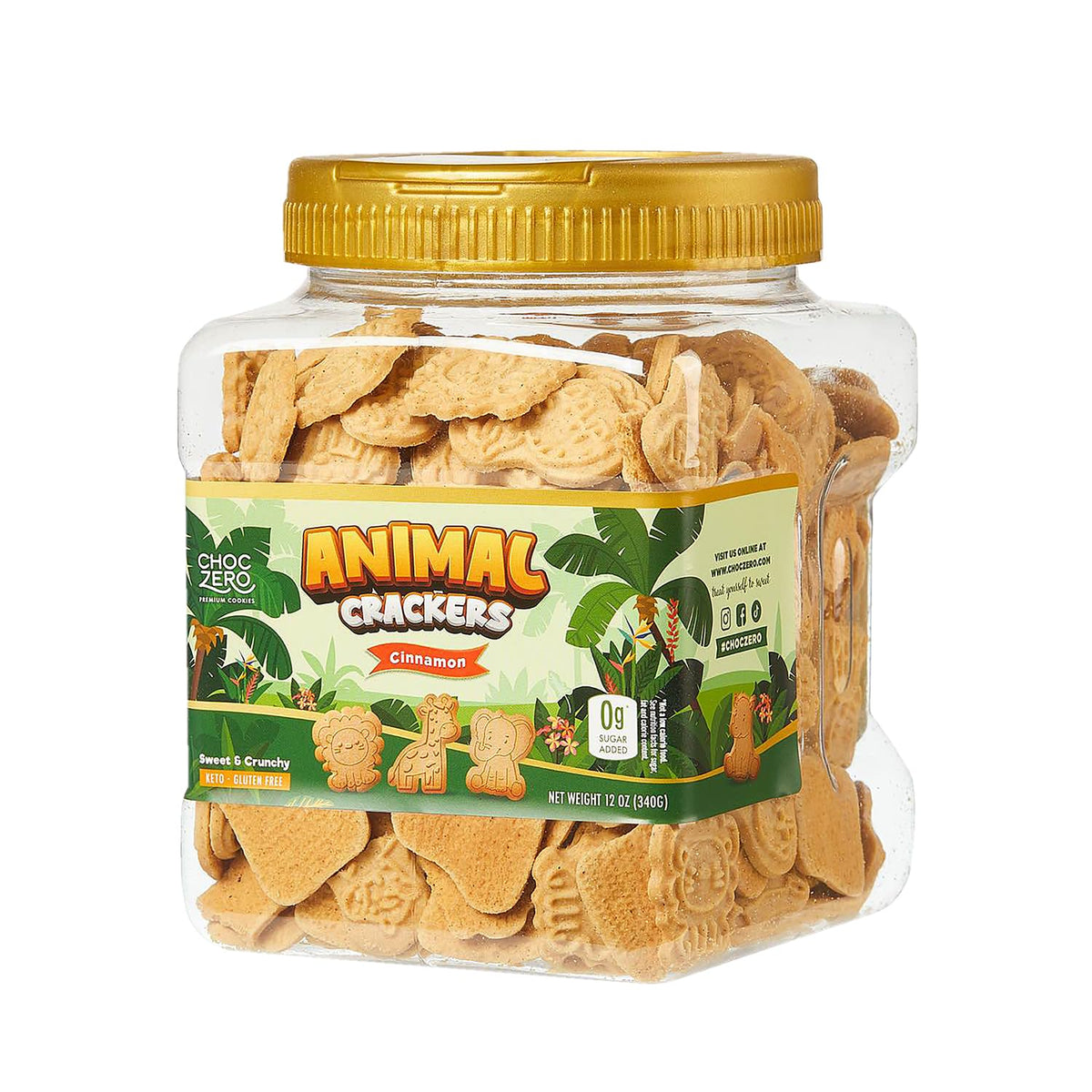 ChocZero Animal Crackers Cookies, Cinnamon Flavored, Gluten Free, Low Carb, No Added Sugar, 12 Ounce (Pack of 1)