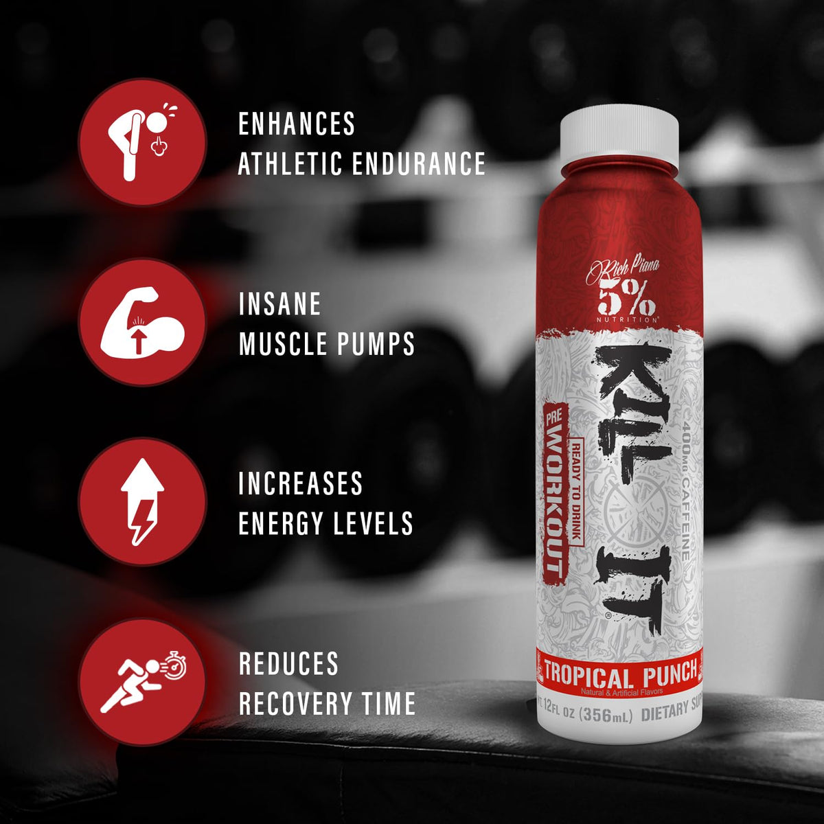 5% Nutrition Kill It Energy Drink, High Stim Pre Workout (Tropical Punch)