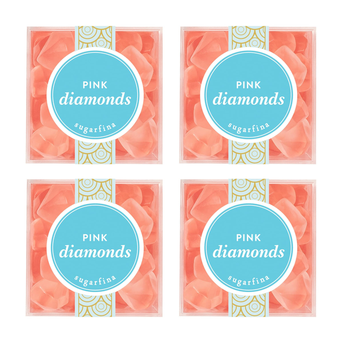 Sugarfina Pink Diamonds Small Candy Cube, Gummies, 4.1 oz, 4 Count