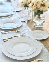 " OCCASIONS " 40 Plates Pack, Extra Heavyweight Vintage Wedding Party Disposable Plastic Plates (11'' Dinner Plate, Chateau in White)