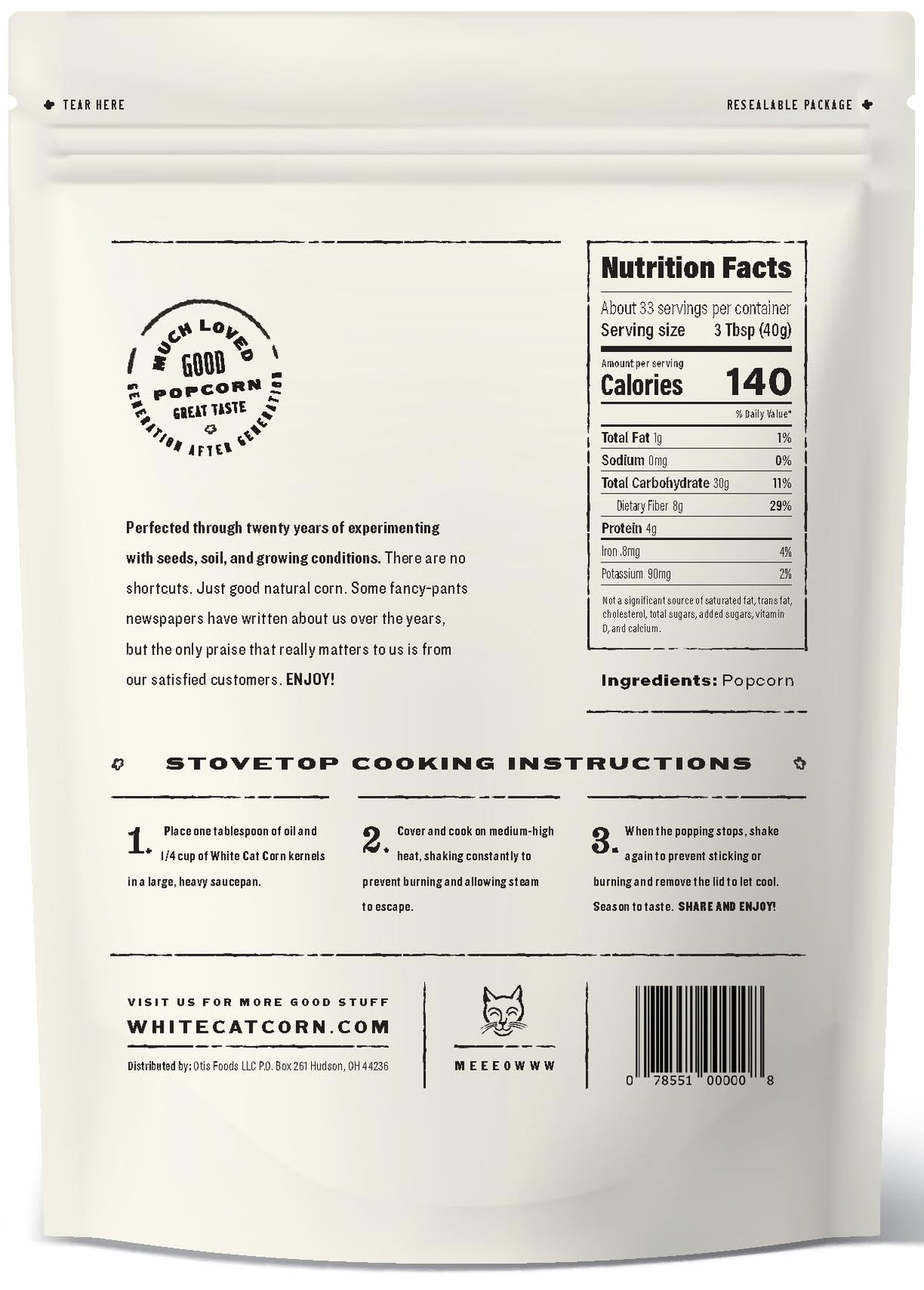 White Cat Corn 48oz Bag