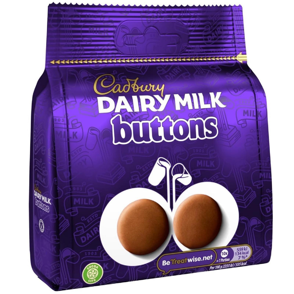 Cadbury Dairy Milk Giant Chocolate Buttons Bag, 85g , Perfect for sharing with friends and family, Pack of 10