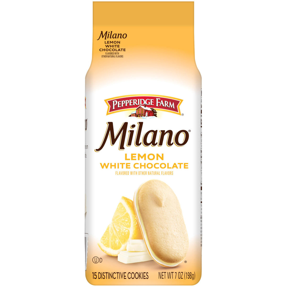 Pepperidge Farm Milano White Chocolate Lemon Flavored Cookies, 7 Oz Bag