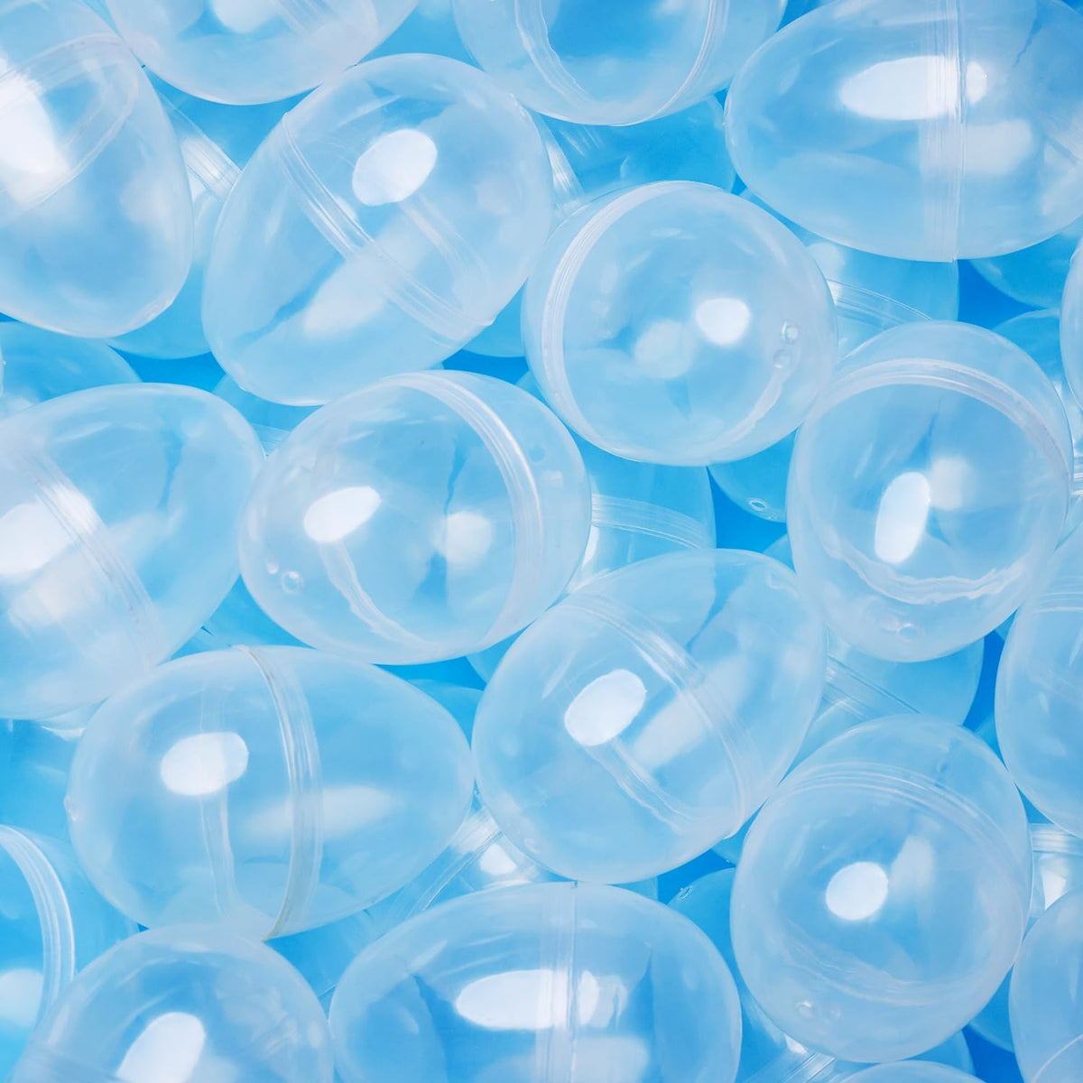 Entervending Easter Eggs 3” - Clear Fillable Plastic Capsule - 48ct - Easter Basket Stuffers - Empty Large Enough to Hold Toy or Candy - Capsules