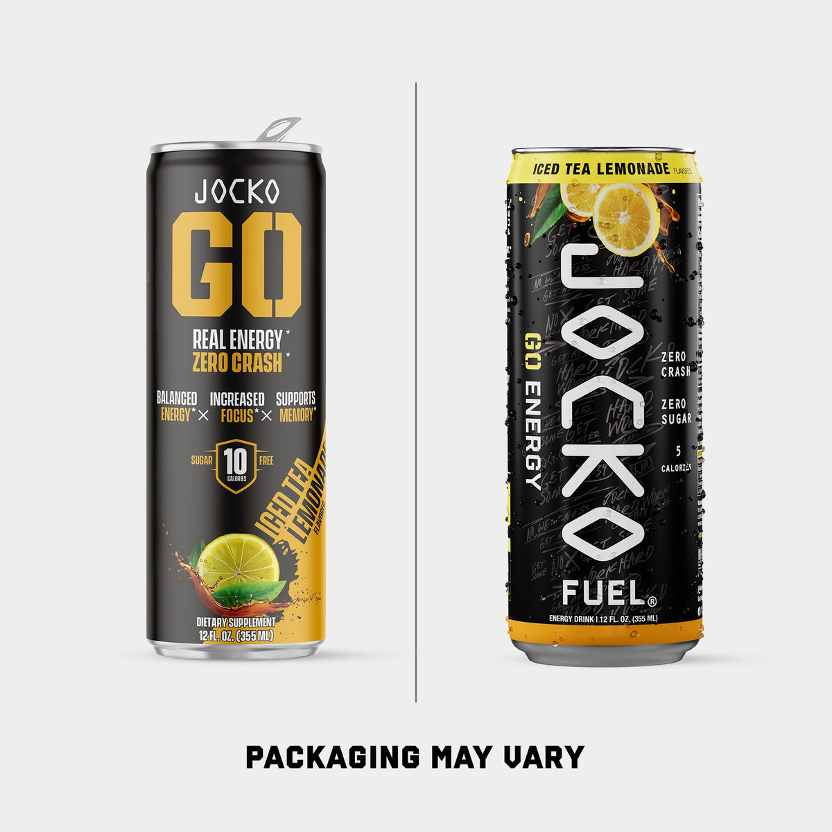 Jocko Fuel GO Energy Drinks, Iced Tea - Lemonade - 95mg Caffeine with Added Adaptogens, Vitamin B12 & B6, & L Theanine for Mood & Focus Support, No