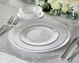 OCCASIONS 120 Pack Silver Charger Plates Bulk, 12" Disposable Heavy Duty Plastic Plate Chargers for Dinner Wedding Party Events, BPA Free (Diamond in