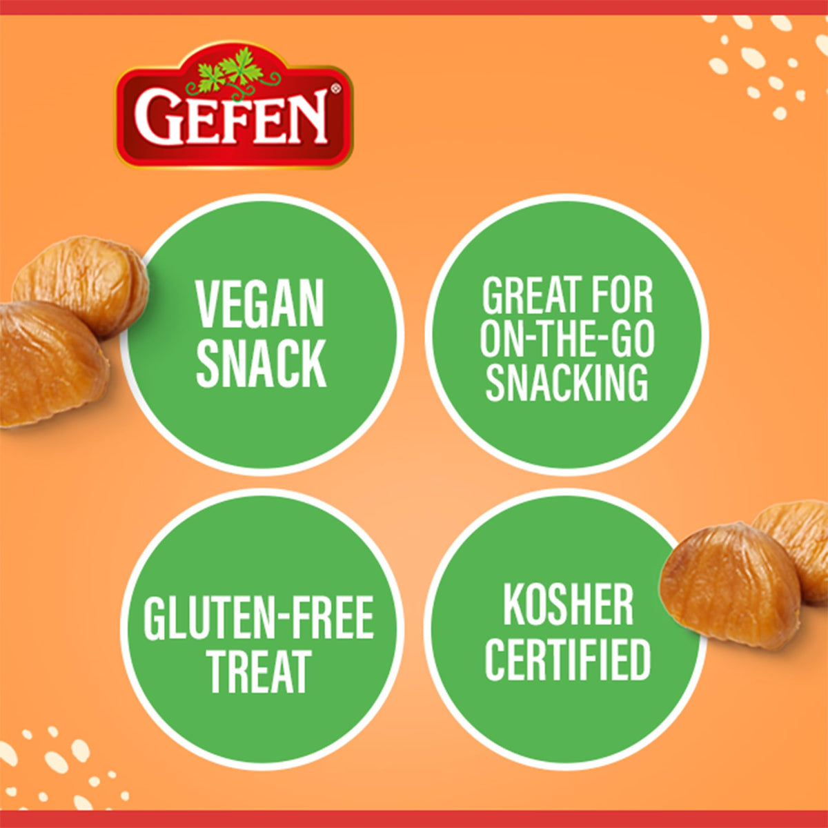 Gefen Organic Whole Peeled and Roasted Chestnuts, 3oz (3 Pack) | Chestnuts Peeled and Ready to Eat | Great for Cooking & Baking | Gluten Free | Kosher