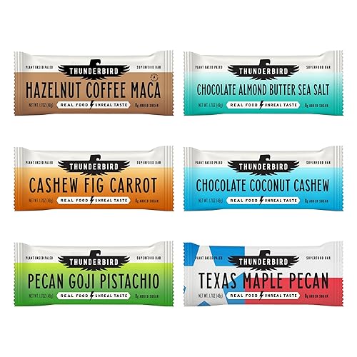 Thunderbird Real Food Bars - Gluten Free, Paleo, Vegan Snack Food Bar Variety Pack - 102 Ounce