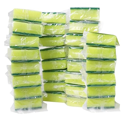Sadocom 30 Pack Sponge Individually Wrapped, Non Scratch Scrouing Sponges for Household Cleaning, Dishes, Kitchen, Apartment, Car, Bike