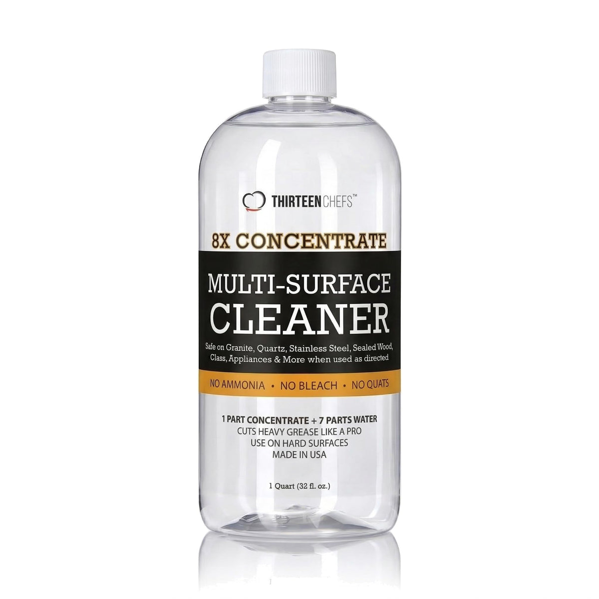 Thirteen Chefs 8X All Purpose Cleaner Concentrate - Makes 2 Gallons of Kitchen and Bathroom Cleaner for Granite and Quartz Countertops, Stainless